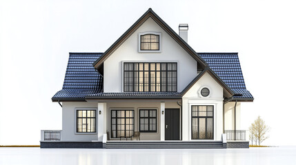 modern residential house with blue roof and large windows