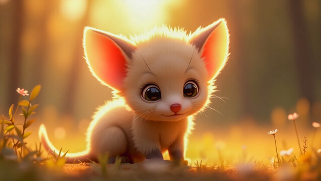 AI-generated images of a storybook character 3D animation-style, cute, playful baby Tasmanian devil