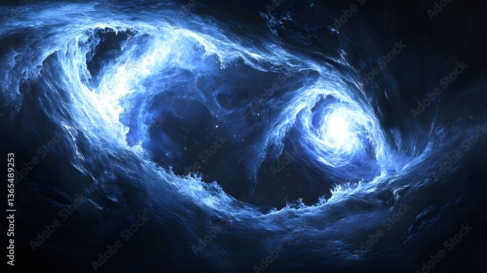 Poster mesmerizing blue swirl capturing the essence of movement and fluidity in a surreal abstract artistic