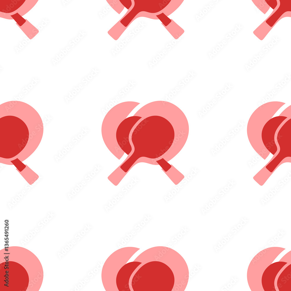 Poster seamless pattern of large isolated red crossed ping pong rackets symbols. the elements are evenly sp