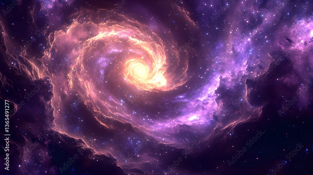 Poster stunning spiral galaxy displaying brilliant colors and intricate patterns in the vast expanse of spa