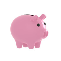 3d illustration piggy bank isolated on Transparent Png background. Business investment, saving money concept.
