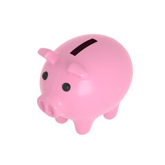 3d illustration piggy bank isolated on Transparent Png background. Business investment, saving money concept.