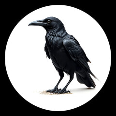 Fototapeta premium Side view of a Carrion Crow, Corvus corone, isolated on white