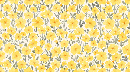 Watercolor Yellow flower background, Beautiful seamless pattern with watercolor gentle yellow flowers © Paint