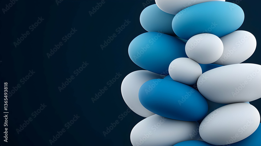 Canvas Prints abstract 3d rendering of glowing blue and white spheres ascending against dark background