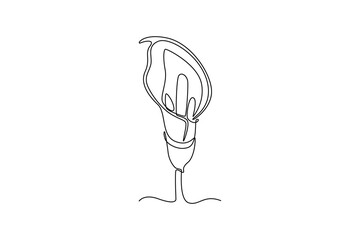 Obraz premium Calla Lily. Tree and flower concept. Single line draw design. Vector graphic illustration