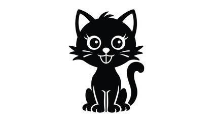 Cute Cartoon Cat Illustration with Big Eyes.