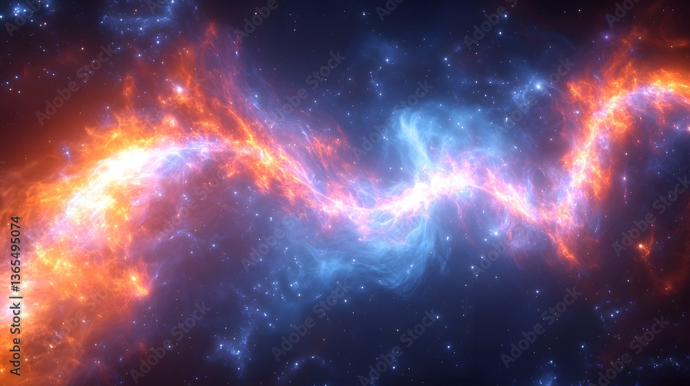 Poster surreal nebula with a bright orange glow illuminating the cosmic canvas of space and celestial wonde