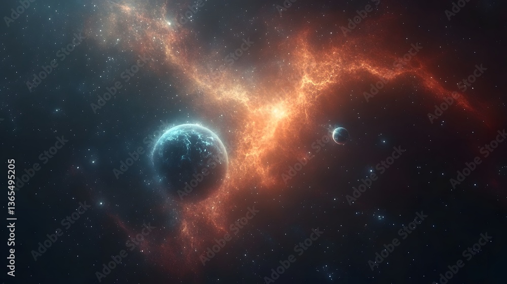 Aufkleber surreal nebula and shimmering star creating a mystical scene in the vastness of the cosmic universe