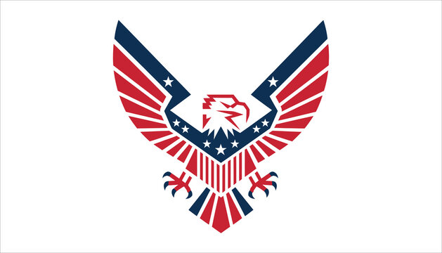 Patriotic Eagle Emblem with Red, White, and Blue Wings - USA Symbol.