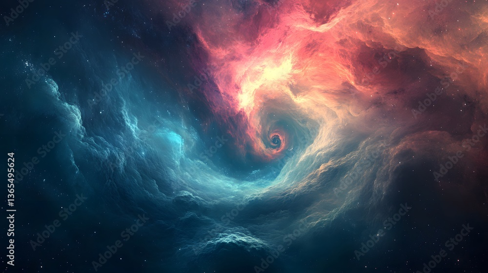 Poster surreal nebula hovering in the sky with a time vortex creating an otherworldly view of cosmic wonder