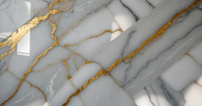 Carrara white marble featuring a golden luxury effect, textured white marble background, glossy marble.