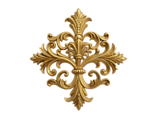 Elegant golden ornament isolated on white, perfect for luxury design, PNG cutout with transparent background