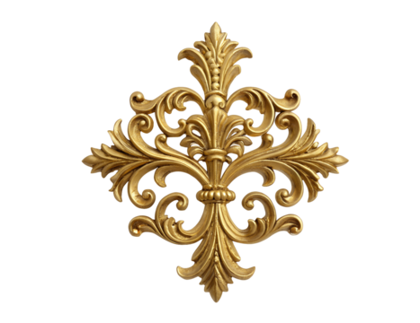 Elegant golden ornament isolated on white, perfect for luxury design, PNG cutout with transparent background