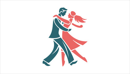 Couple Dancing in Elegant Ballroom Dance Pose Illustration.