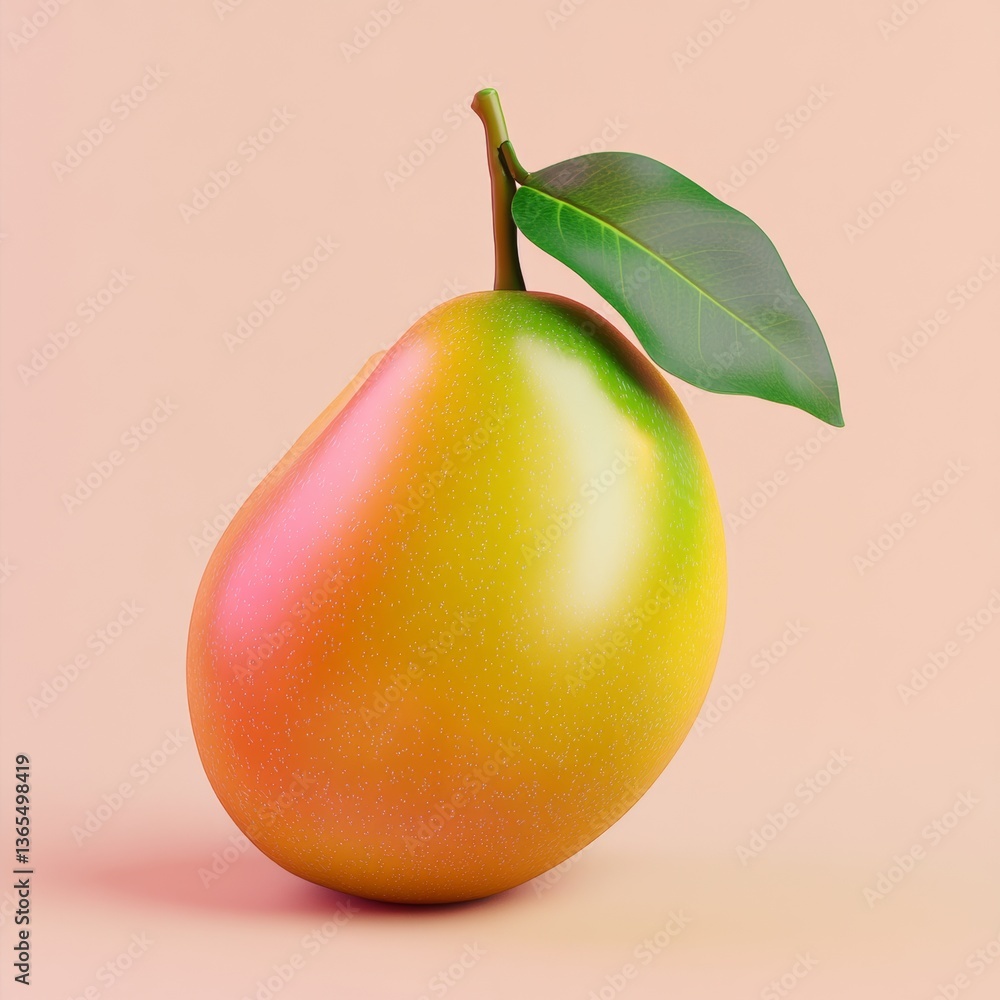 Poster Glossy 3D Mango with Smooth Gradient Texture on a Soft Background