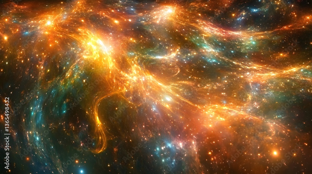 Poster a beautiful nebula illuminated by countless stars creating a stunning cosmic scene in the vastness o