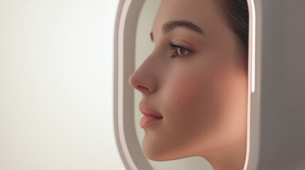 An AI powered personalized skincare analysis tool recommending products and treatments based on individual skin conditions, Beauty technology style, photo of