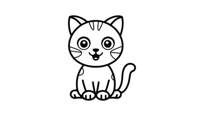 Cute Cartoon Cat Illustration with Big Eyes.