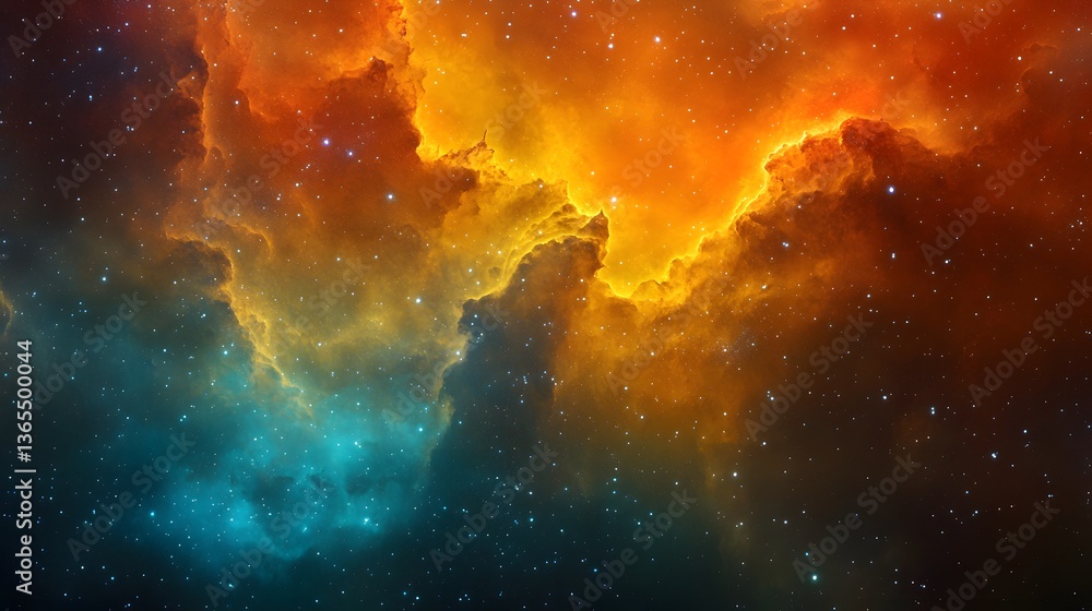 Poster mesmerizing nebula intertwined with a brilliant star cluster creating a stunning cosmic display of c