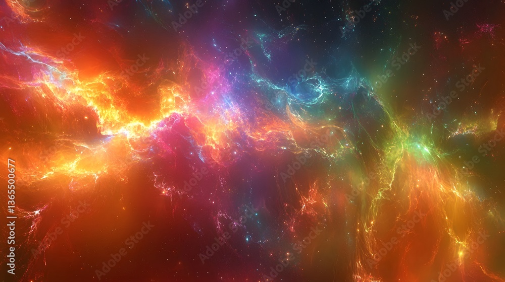 Poster captivating colorful nebula in space creating a stunning visual display of fractured light and cosmi