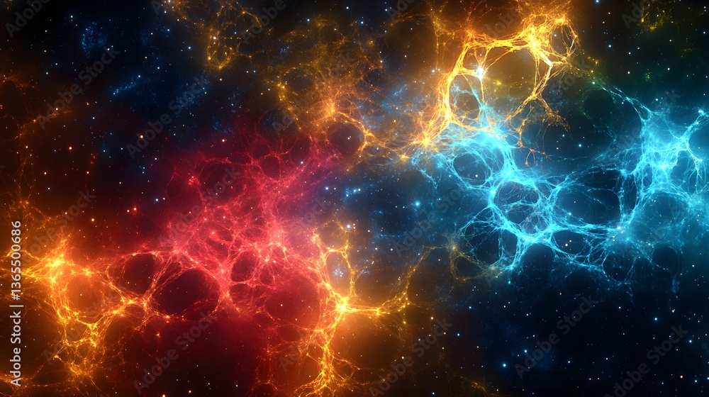 Aufkleber stunning nebula and star cluster illuminating the vast expanse of space with fractured colorful patt