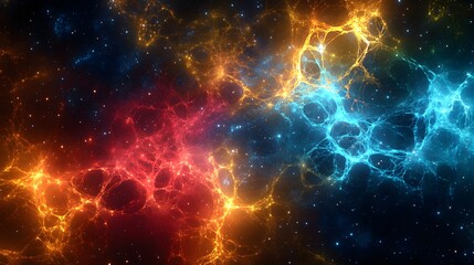 Obraz premium Stunning nebula and star cluster illuminating the vast expanse of space with fractured colorful patterns