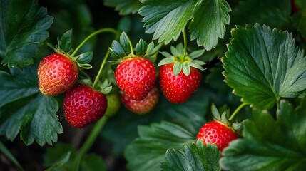 Juicy Red Strawberries on the Vine