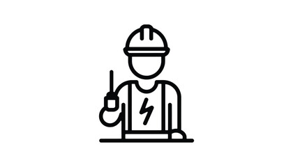 Electrician Worker Icon with Helmet and Radio Vector.
