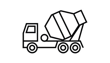 Concrete Mixer Truck Icon Vector Illustration.