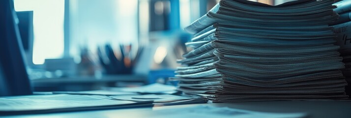 High Stack of Documents on Desk (1)
