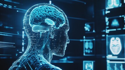 An AI powered predictive healthcare diagnostics tool, analyzing patient data to predict potential health issues and recommend treatments, Health tech style