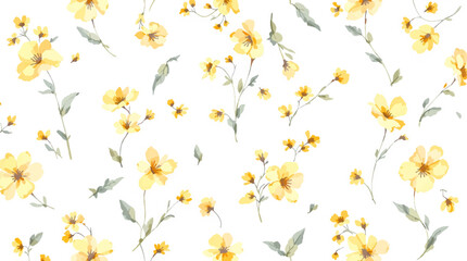 Beautiful seamless pattern with watercolor gentle yellow flowers. Stock illustration