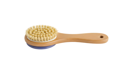 Eco-Friendly Natural Bristle Body Brush with Wooden Handle for Exfoliating Skin and Improving Circulation in a Clean and Minimalistic Style