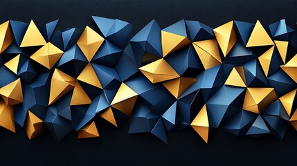 Abstract Gold and Blue 3D Geometric Shapes Background