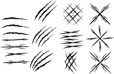 Dynamic Claw Marks and Scratch Vector Set, Claw and Scratch Marks Illustration Set