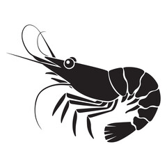 shrimp vector silhouette Black, shrimp icon vector, Sea lobster. with white background