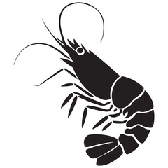shrimp vector silhouette Black, shrimp icon vector, Sea lobster. with white background