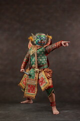 This mask dance drama of Thailand call Khon from the Ramayana story. Hanuman , Studio Shot