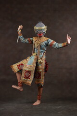 Obraz premium This mask dance drama of Thailand call Khon from the Ramayana story. Hanuman , Studio Shot