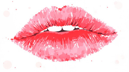 Watercolor seamless pattern lips, A seamless pattern background radiating sweetness and love. Watercolor lips in soft pinks and reds form a dynamic repeating pattern, playfully leaving kiss	