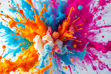 Vibrant Explosion of Colors in Liquid Paint Splashes