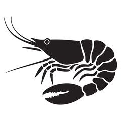 shrimp vector silhouette Black, shrimp icon vector, Sea lobster. with white background