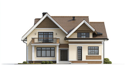 modern residential house with gable roof and beige facade