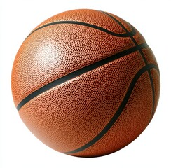 Obraz premium Basketball isolated on white background showcasing its textured surface and vibrant orange color perfect for sports or fitness themes