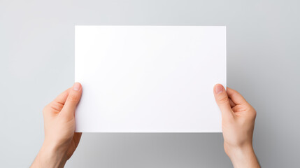 Obraz premium Hand holding blank paper on white background