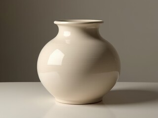 Ceramic beige clean vase. The vase is empty and has a simple, elegant design. handicrafts, DIY products.