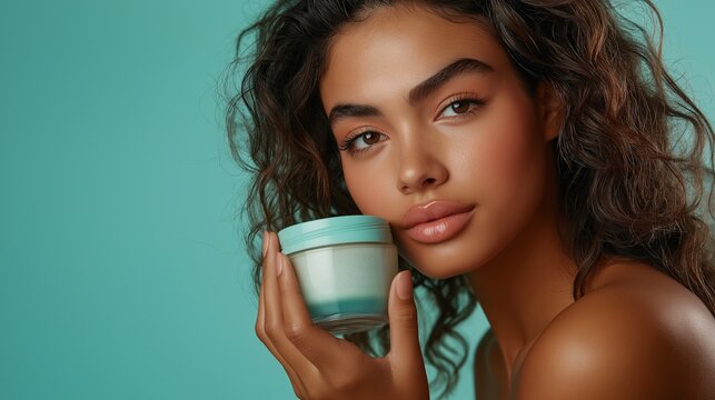 Modelo de cosm&eacute;tica hispana. La belleza de las mujeres hispanas. Sesi&oacute;n de belleza modelo hispana. Creaci&oacute;n de IA.