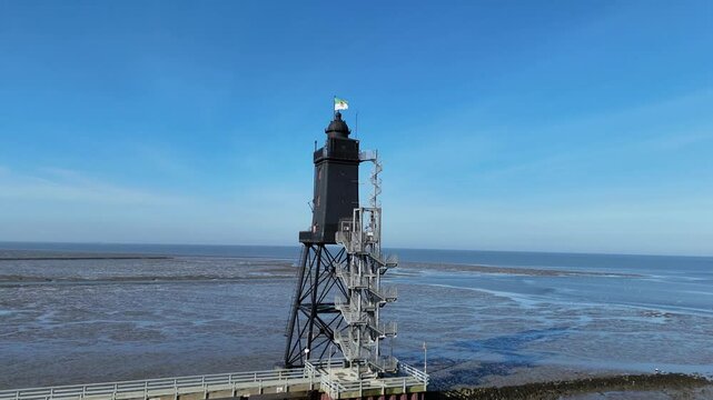 Drohnenflug Leuchtturm Obereversand in Dorum